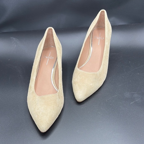 Paolo Tan Stiletto suede Heels with Pointed Toe - Picture 1 of 7